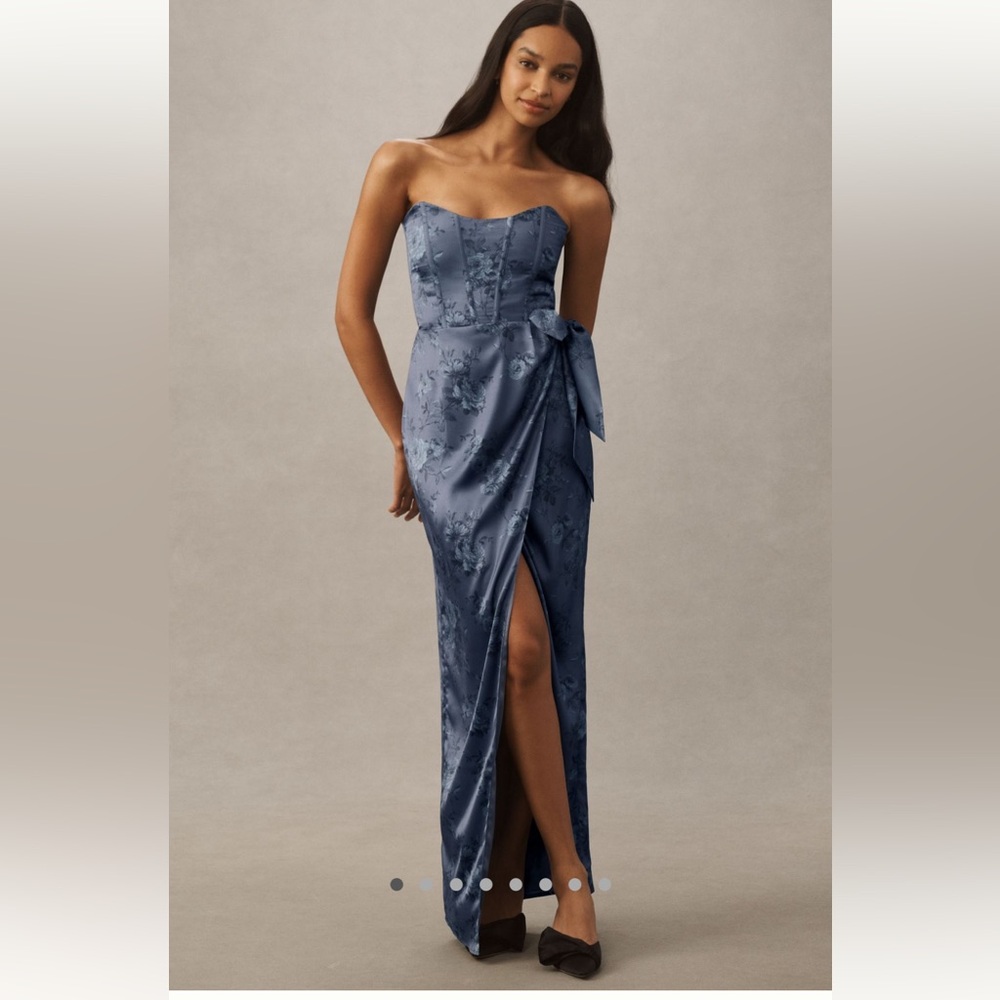 V. Chapman Navy Floral Dress with Slit